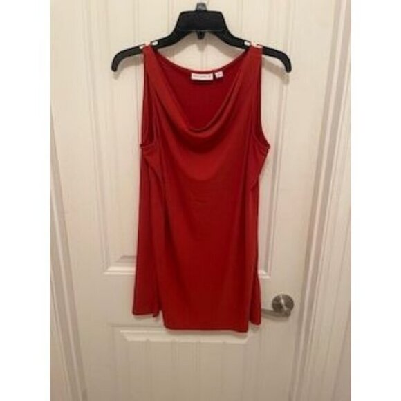 Susan Graver Red Sleeveless Draped Neck‎ Top M LIQUID KNIT Polyester & Spandex - Picture 1 of 14